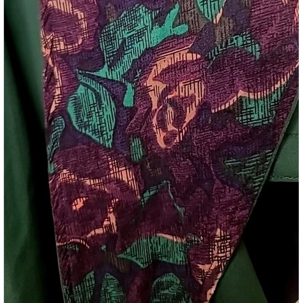 J Gallery Women's Cape Poncho Coat Medium Zip Fleece Lined Purple Rose Green VTG